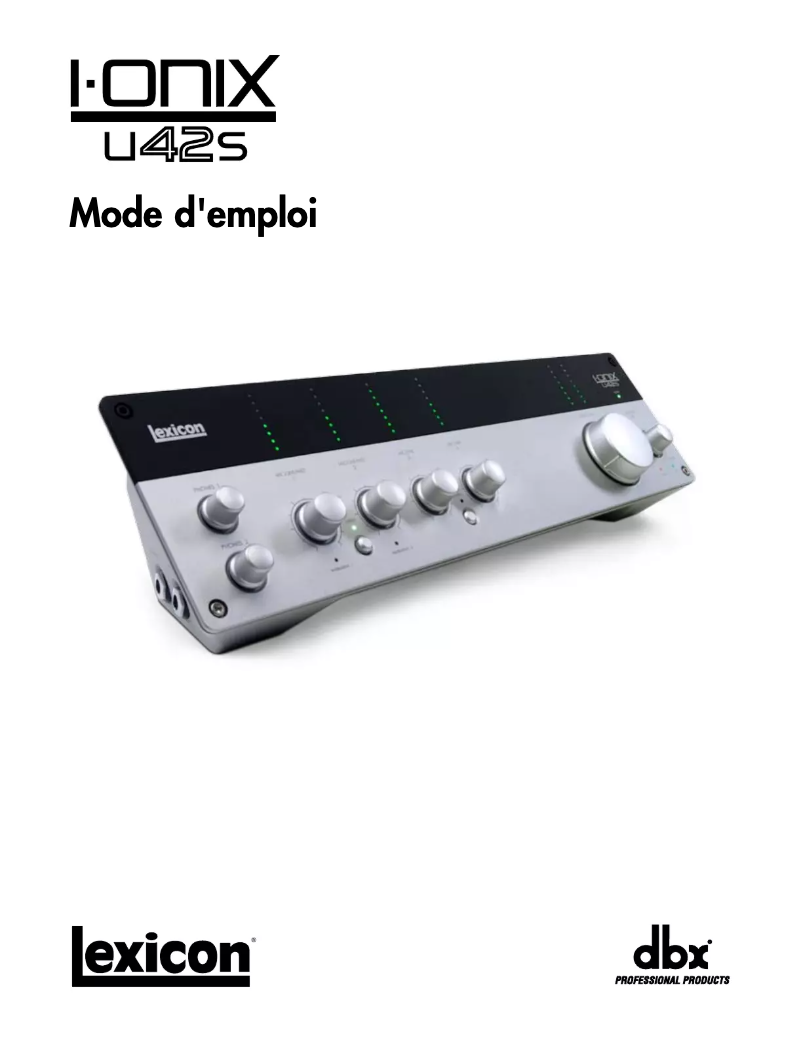 Page 1 de la notice Manuel utilisateur Lexicon I-ONIX U42S