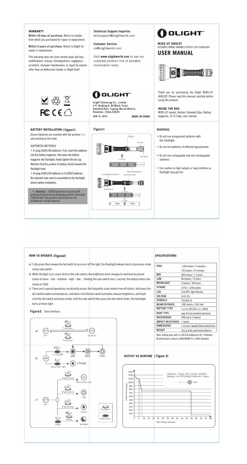 Image de la première page du manuel de l'appareil M3XS-UT Kit Javelot