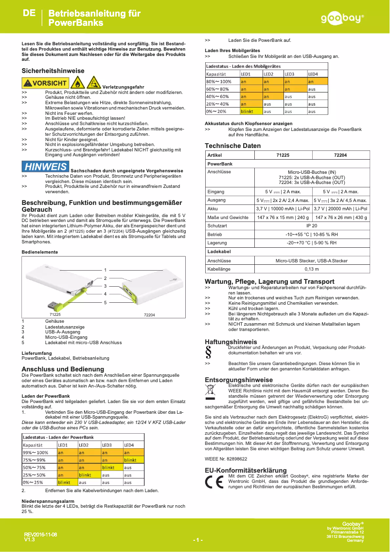 Page n°1 - Manuel utilisateur Wentronic 71225