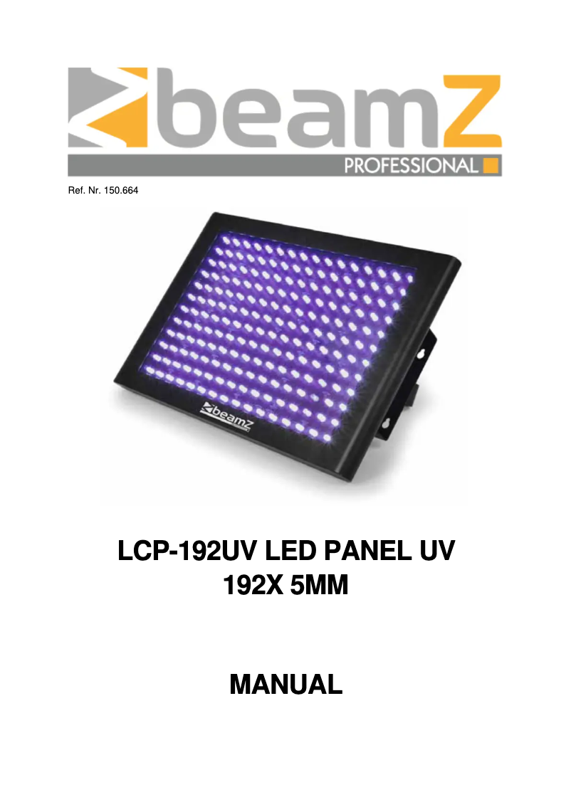 Page n°1 - Manuel utilisateur BeamZ LCP192UV 150.664