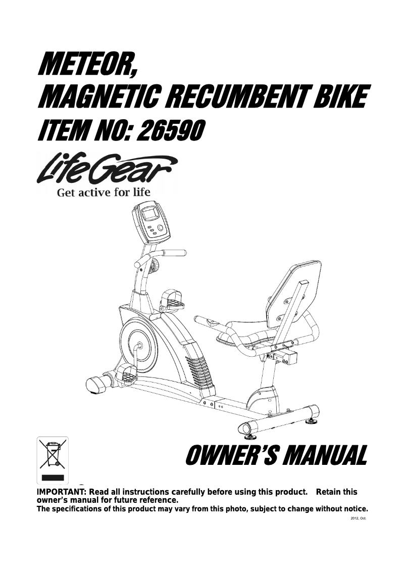Page n°1 - Manuel utilisateur Life Gear Meteor 26590