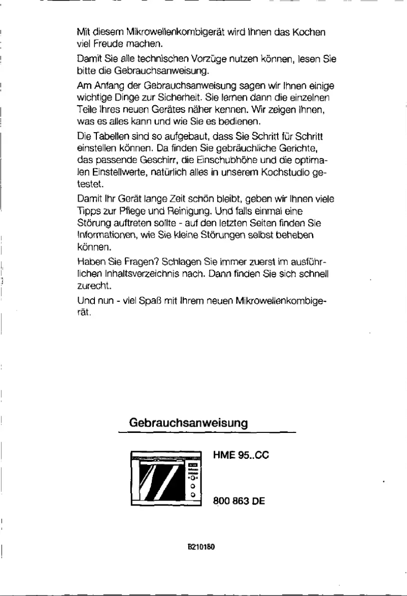 Page 1 de la notice Manuel utilisateur Bosch HME9560