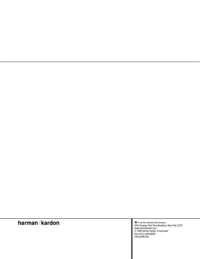 Page n°1 - Manuel utilisateur Harman Kardon AVR 100