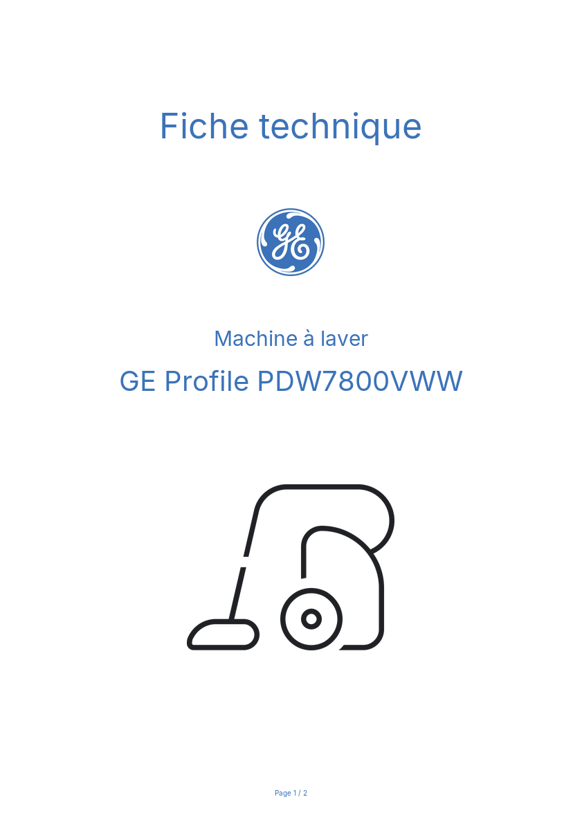 Image de la première page du manuel de l'appareil Profile PDW7800VWW