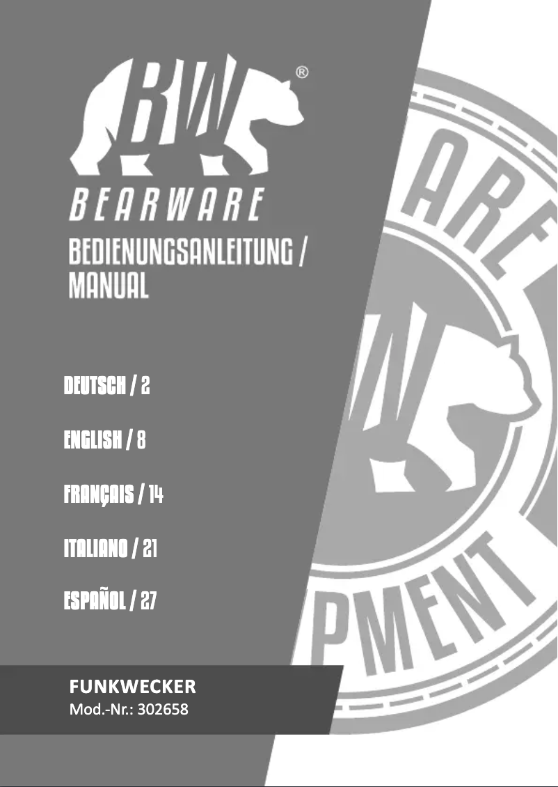 Page n°1 - Manuel utilisateur Bearware 302658