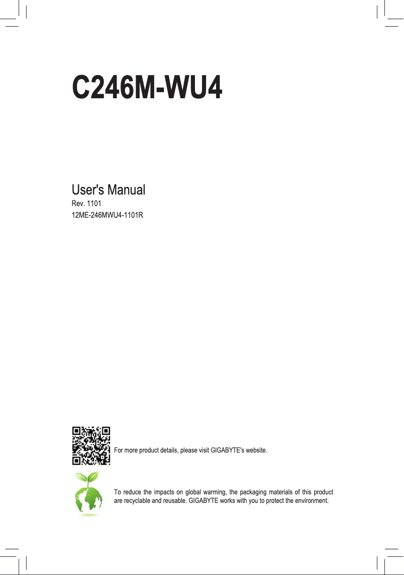 Page 1 de la notice Manuel utilisateur Gigabyte C246M-WU4