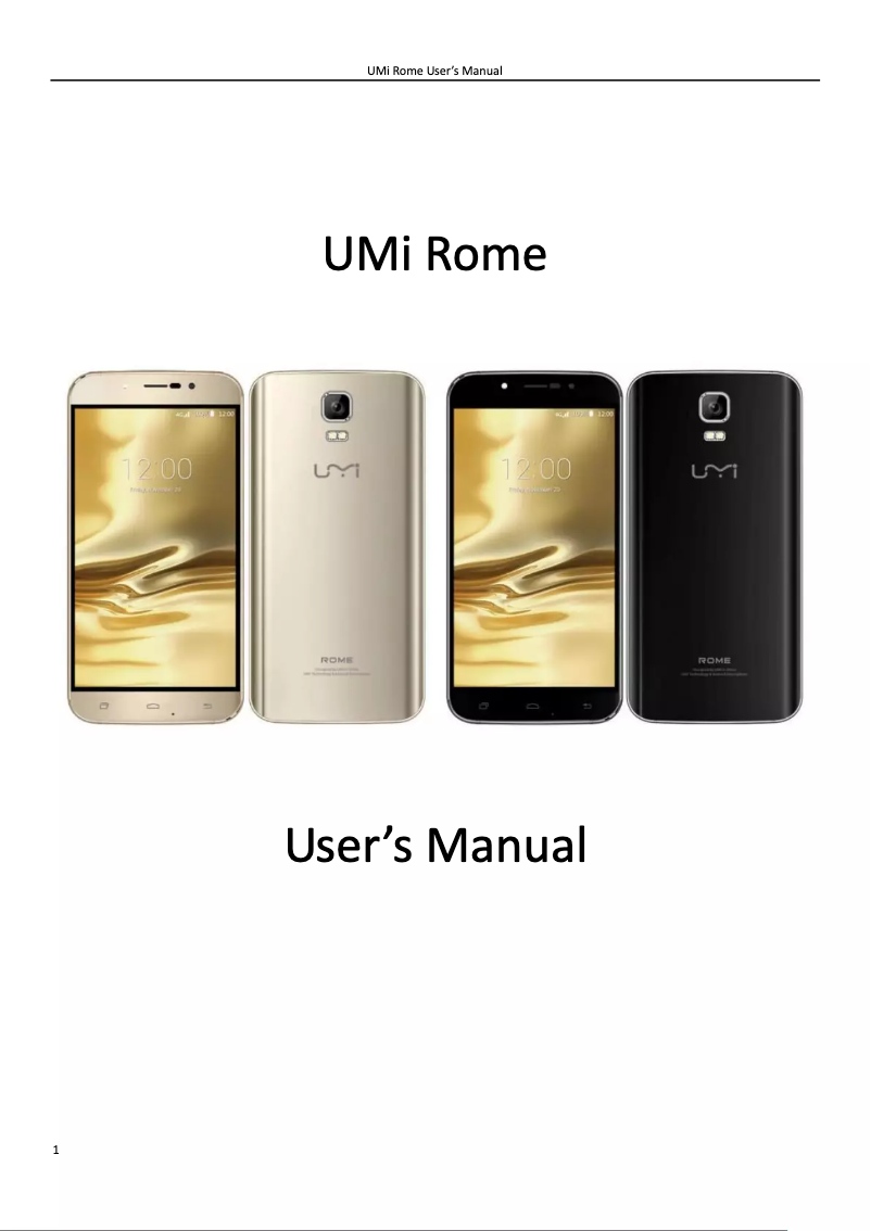 Page n°1 - Manuel utilisateur Umidigi Rome