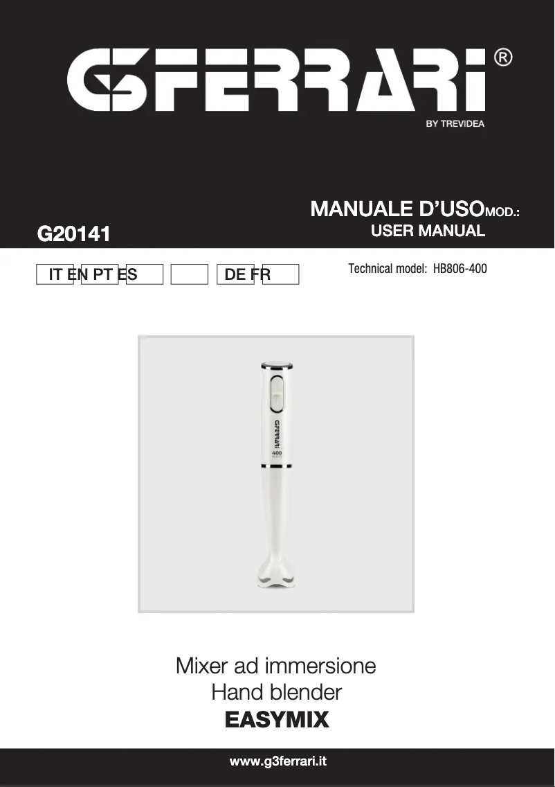 Page n°1 - Manuel utilisateur G3 Ferrari Easymixx G20141