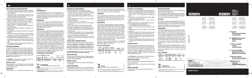Page 1 de la notice Manuel utilisateur Eden 109