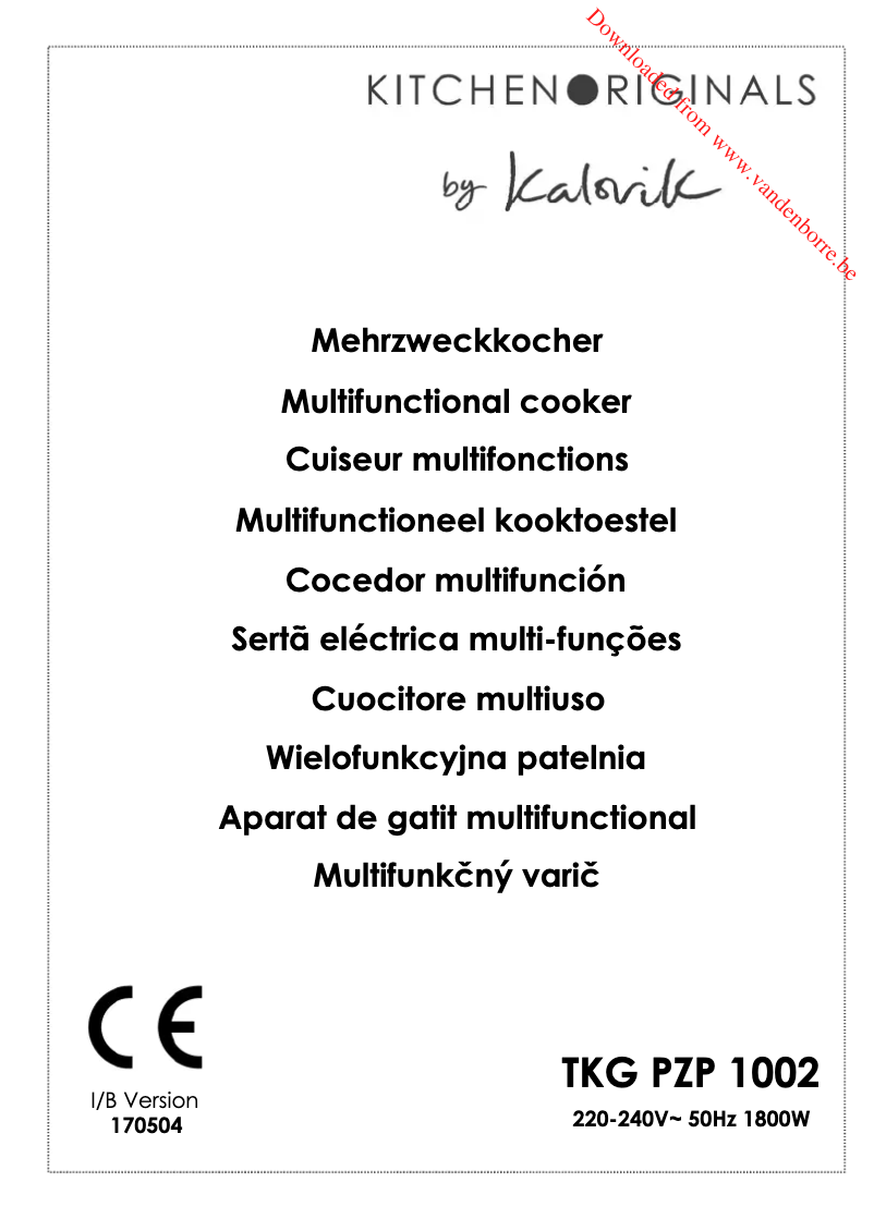 Page 1 de la notice Manuel utilisateur Kalorik TKG PZP 1002 KTO