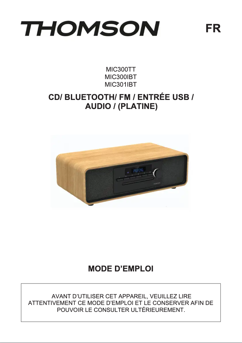 Page 1 de la notice Manuel utilisateur Thomson MIC301IBT