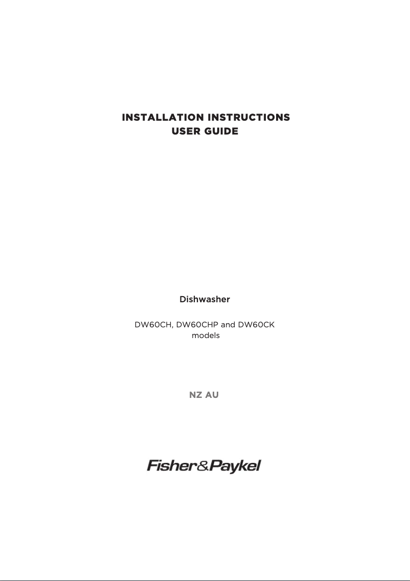 Page n°1 - Manuel utilisateur Fisher & Paykel DW60CHW1
