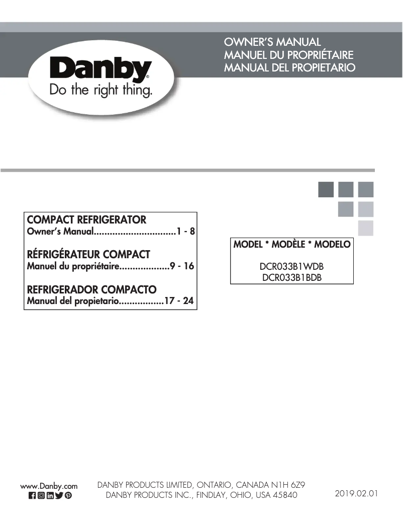 Página 1 del manual Manual de usuario Danby DCR033B1WDB