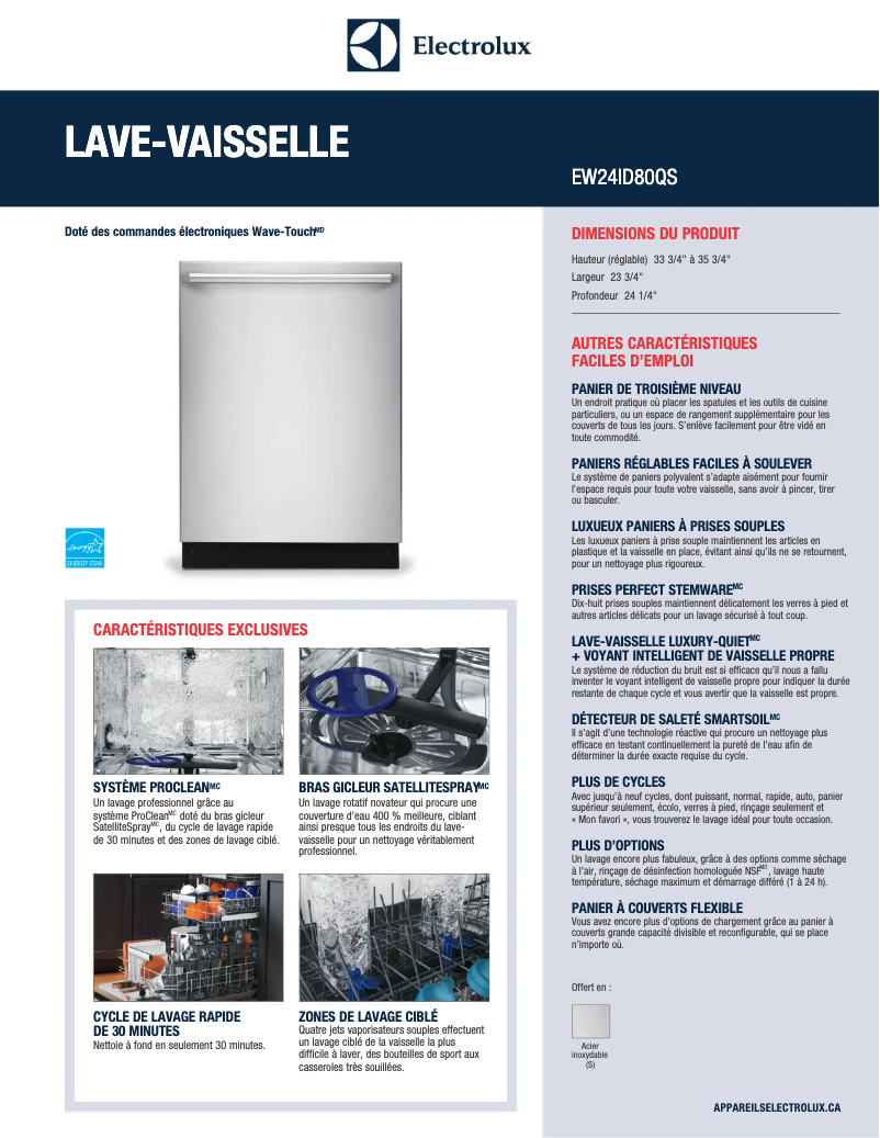 Page n°1 - Fiche technique Electrolux EW24ID80QS