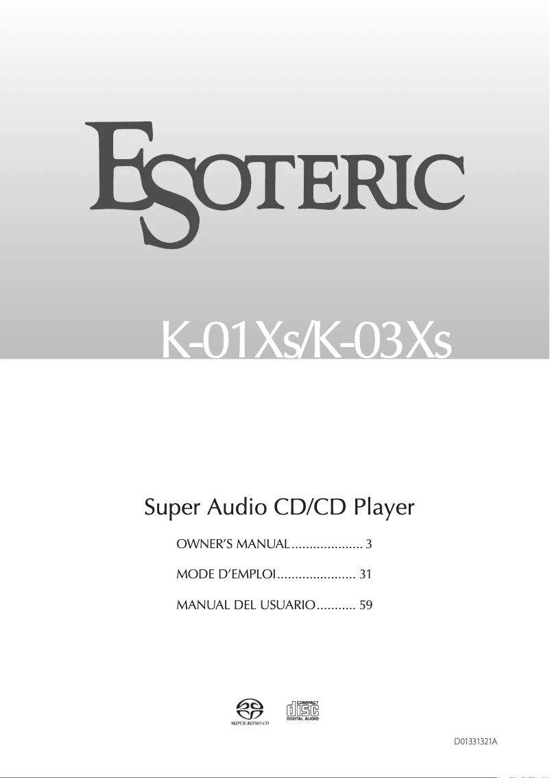 Page n°1 - Manuel utilisateur Esoteric K-01Xs