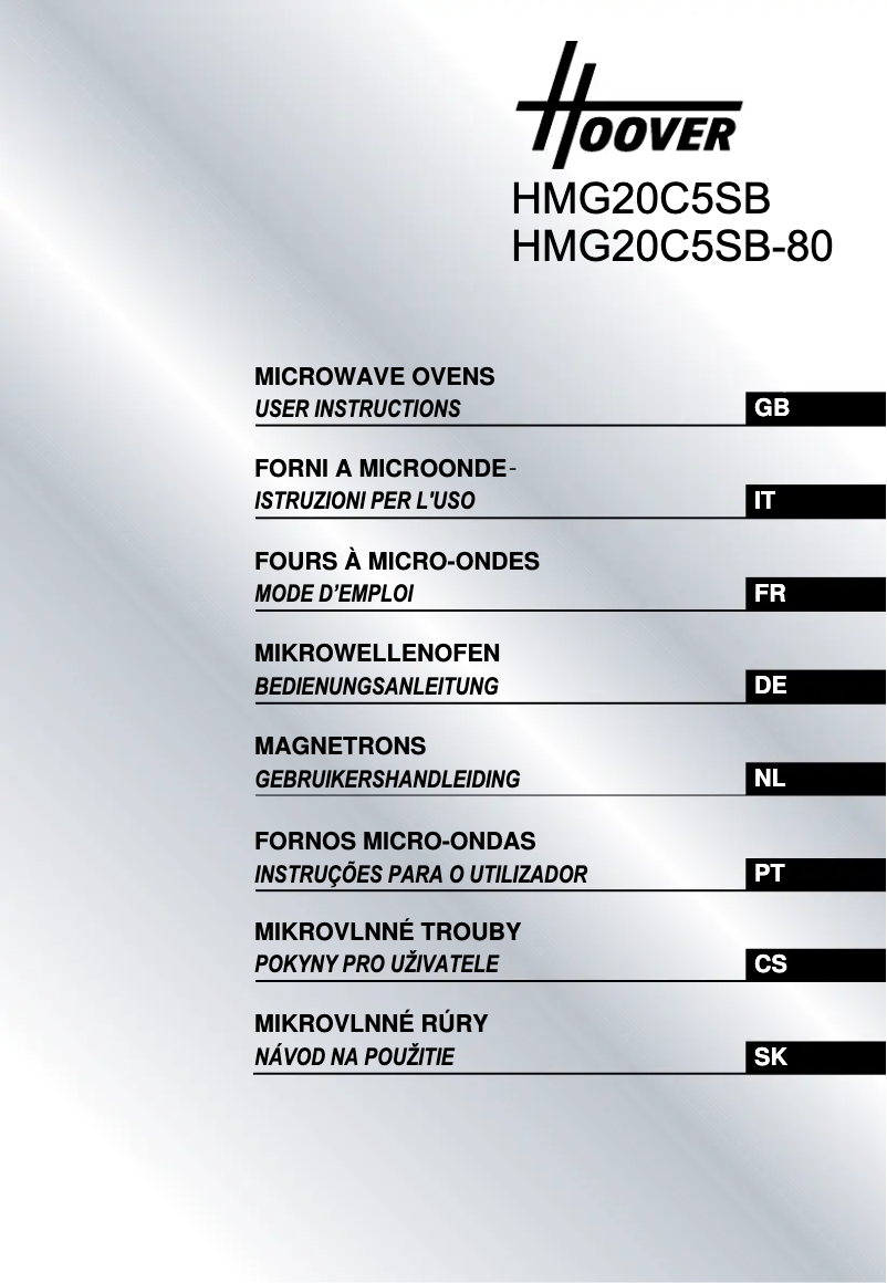 Page n°1 - Manuel utilisateur Hoover HMG20C5SB-80