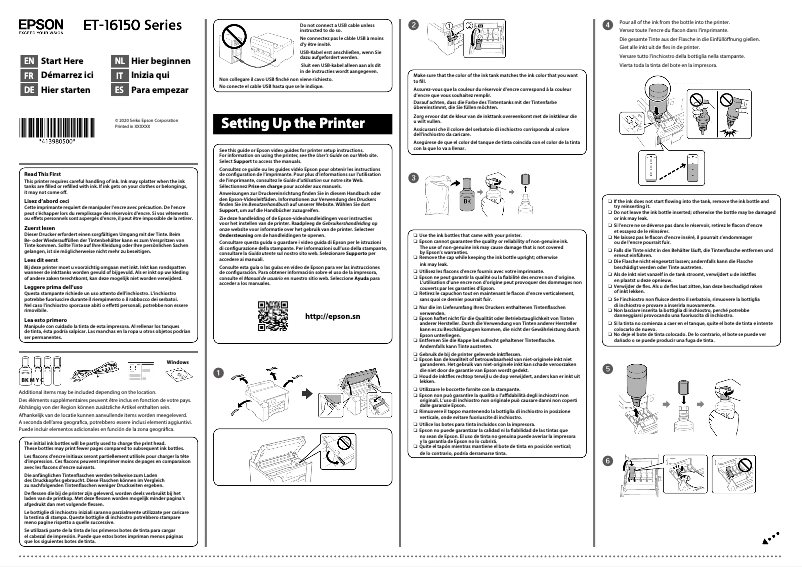 Page n°1 - Guide d'installation Epson EcoTank ET-16150