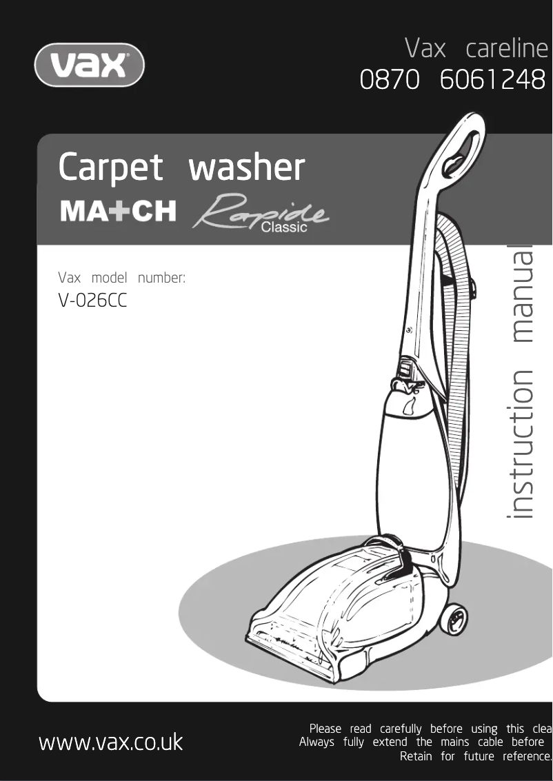 Página 1 del manual Manual de usuario Vax Match V-028CC