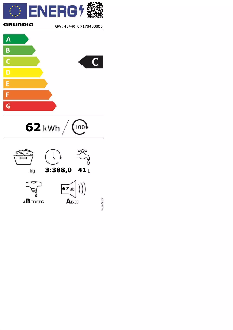 Page n°1 - Label énergétique Grundig GWI 48440 R