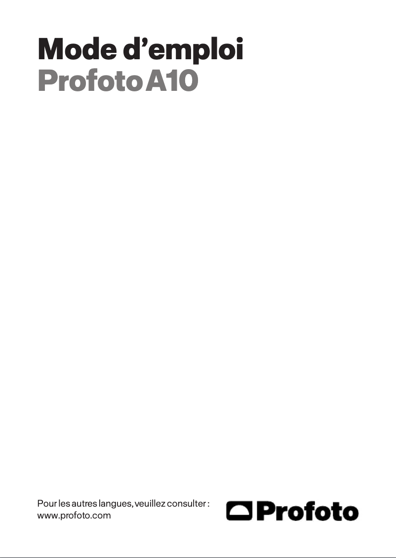 Page 1 de la notice Manuel utilisateur Profoto A10