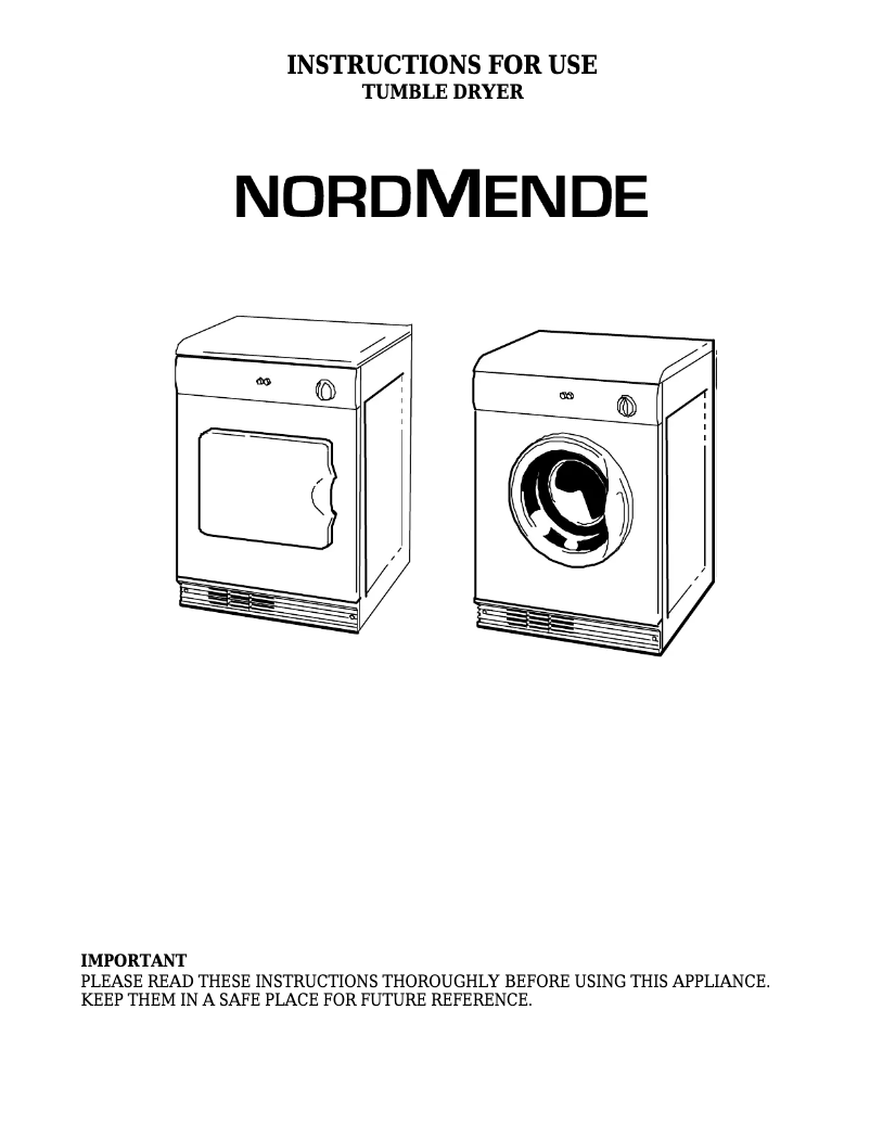 Image de la première page du manuel de l'appareil TDV61NMSL