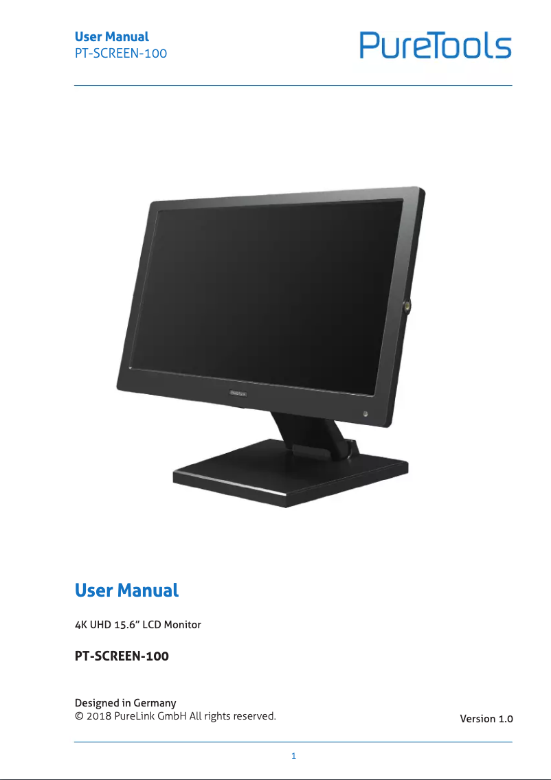Page n°1 - Manuel utilisateur PureTools PT-SCREEN-100