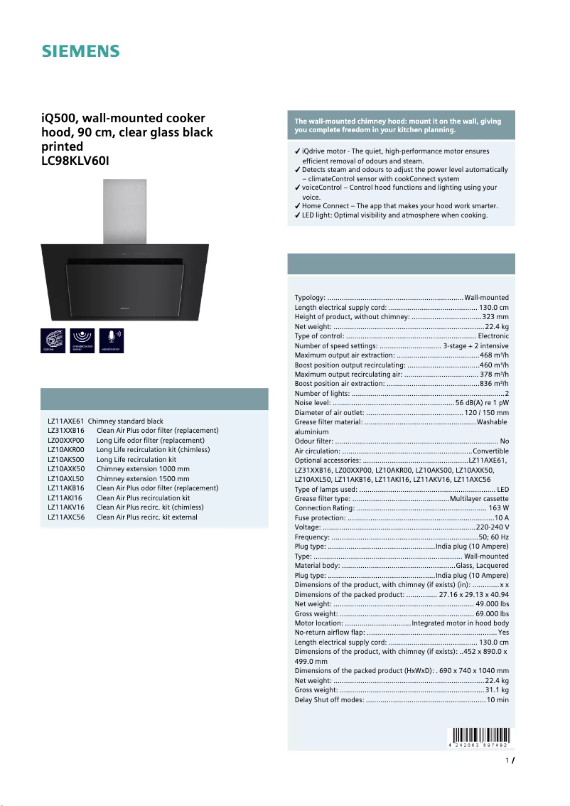 Image de la première page du manuel de l'appareil LC98KLV60I