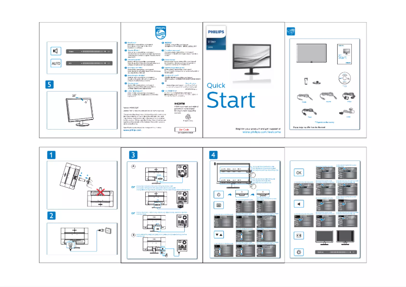 Page n°1 - Guide de démarrage rapide Philips 243V5QSBA