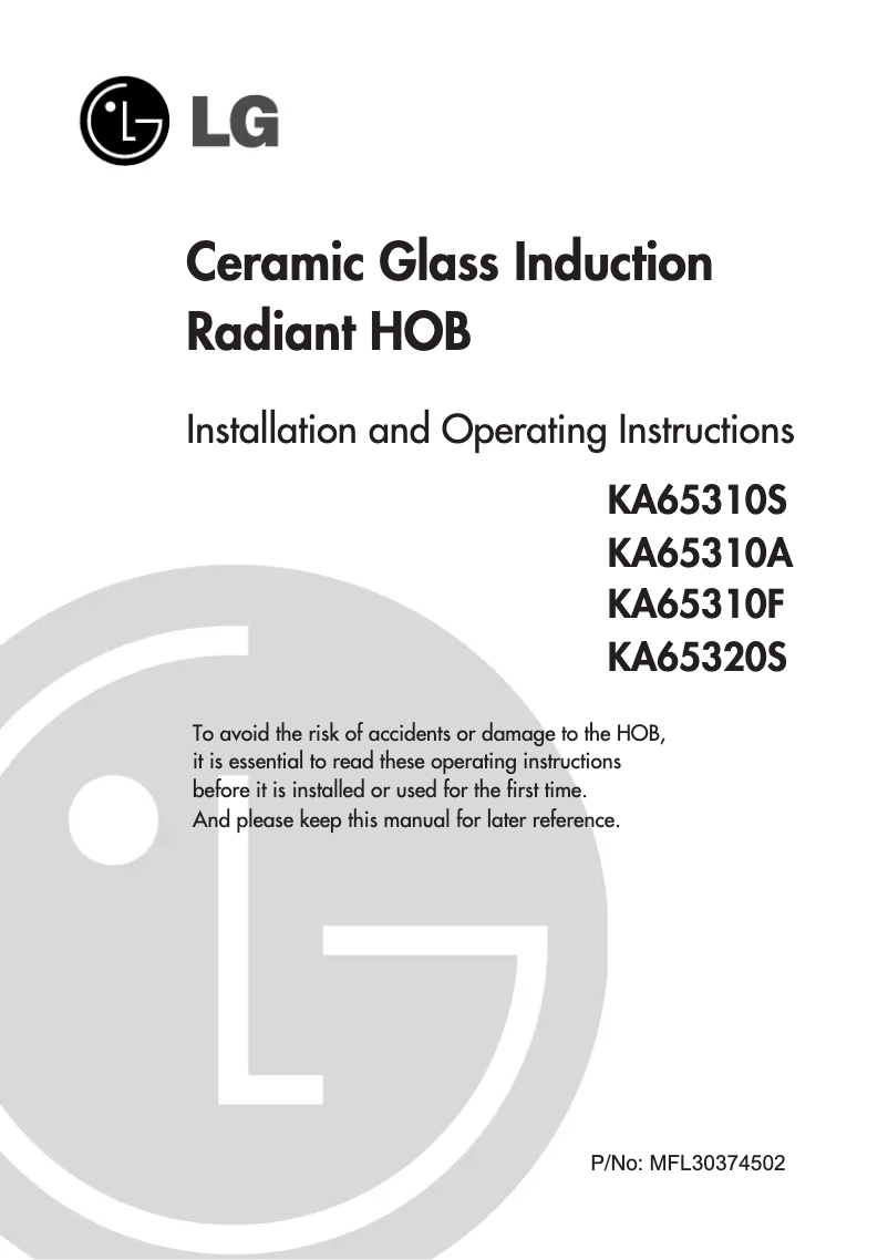 Page 1 de la notice Manuel utilisateur LG KA65310F