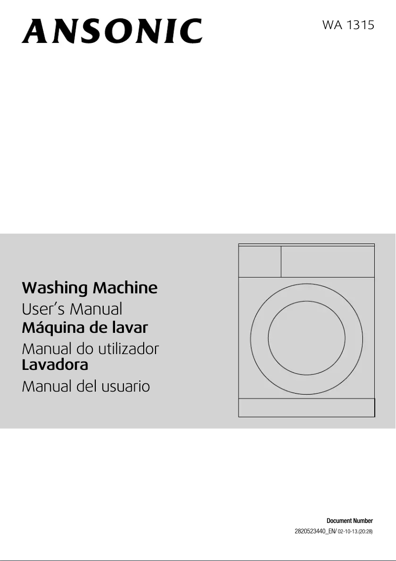 Page n°1 - Manuel utilisateur Ansonic WA 1315