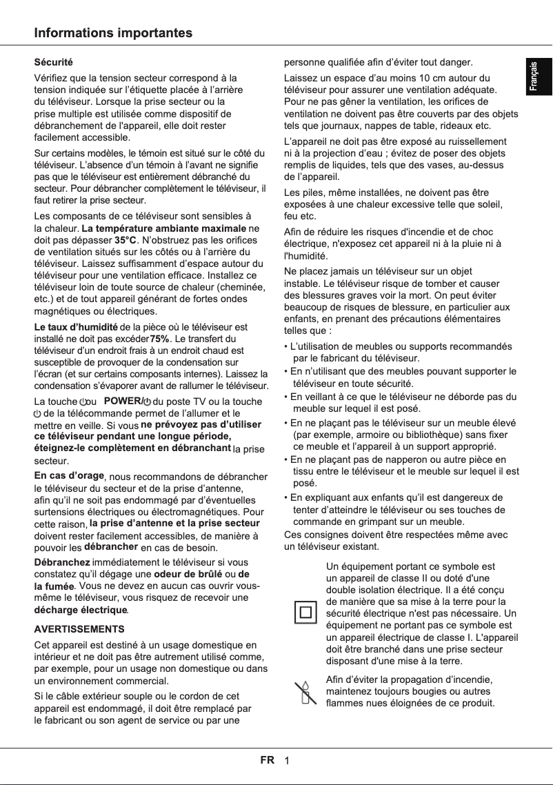 Page n°1 - Manuel utilisateur Thomson 32HG5500