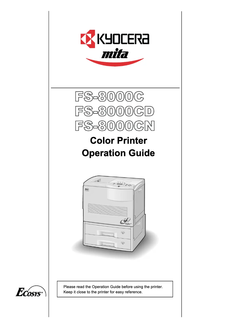 Page 1 de la notice Manuel utilisateur Kyocera FS-8000C