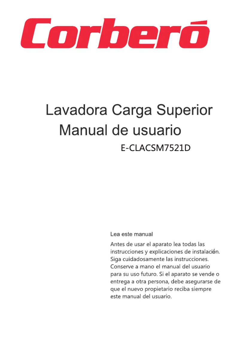 Page n°1 - Manuel utilisateur Corbero E-CLACSM7521D
