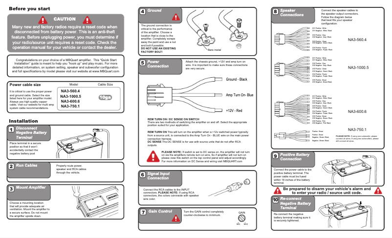 Page n°1 - Guide de démarrage rapide MB Quart NA3-750.1