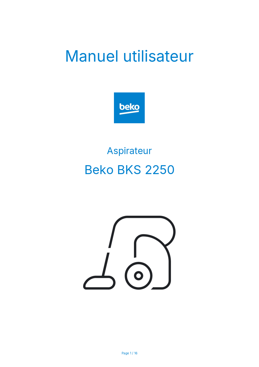 Page n°1 - Manuel utilisateur Beko BKS 2250