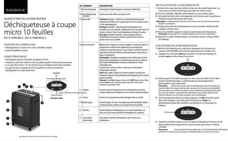 Page n°1 - Manuel utilisateur Insignia NS-S10MCBK2
