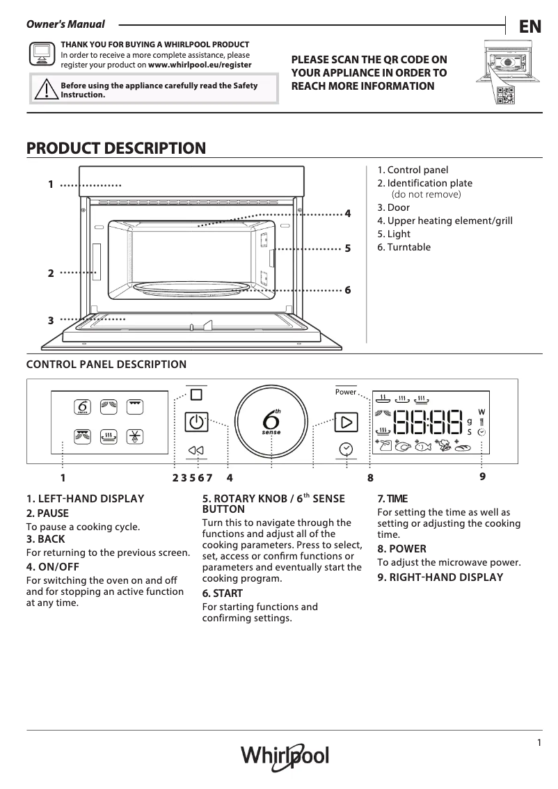 Página 1 del manual Manual de uso y mantenimiento Whirlpool AMW 731