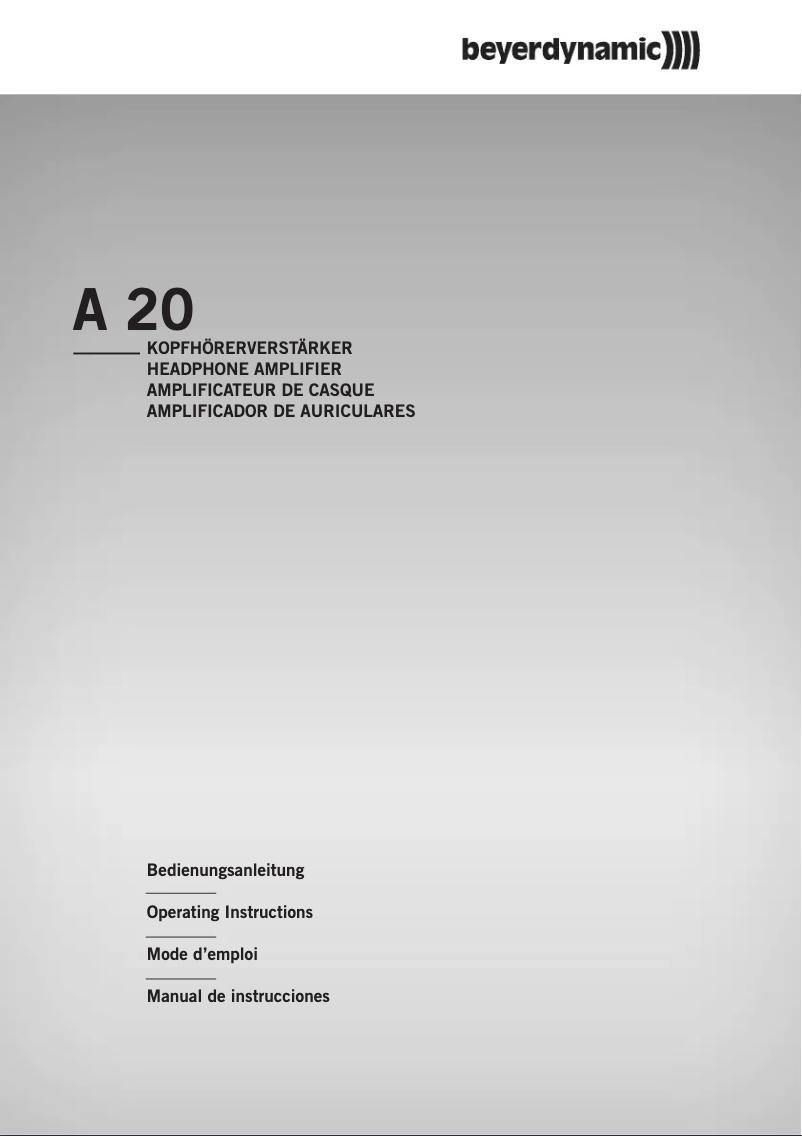Image de la première page du manuel de l'appareil A 20