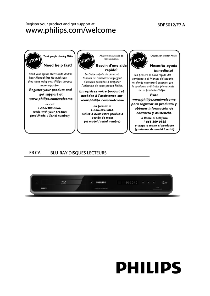 Page n°1 - Manuel utilisateur Philips BDP5012