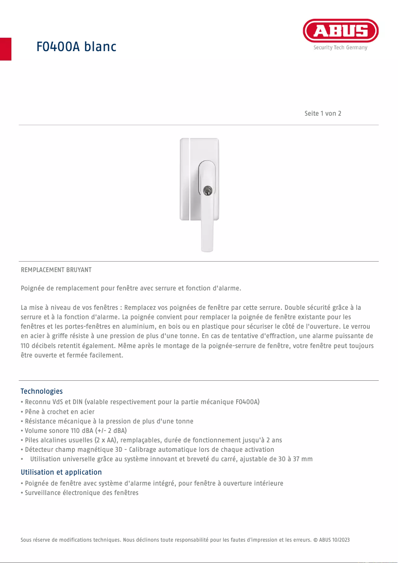 Image de la première page du manuel de l'appareil FO400A