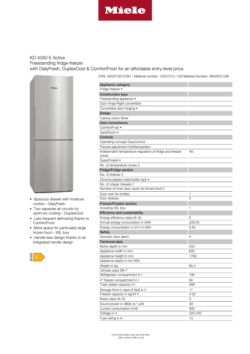 Image de la première page du manuel de l'appareil KD 4050 E Active