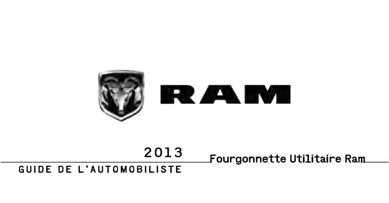 Page 1 de la notice Manuel utilisateur RAM Cargo Van (2013)