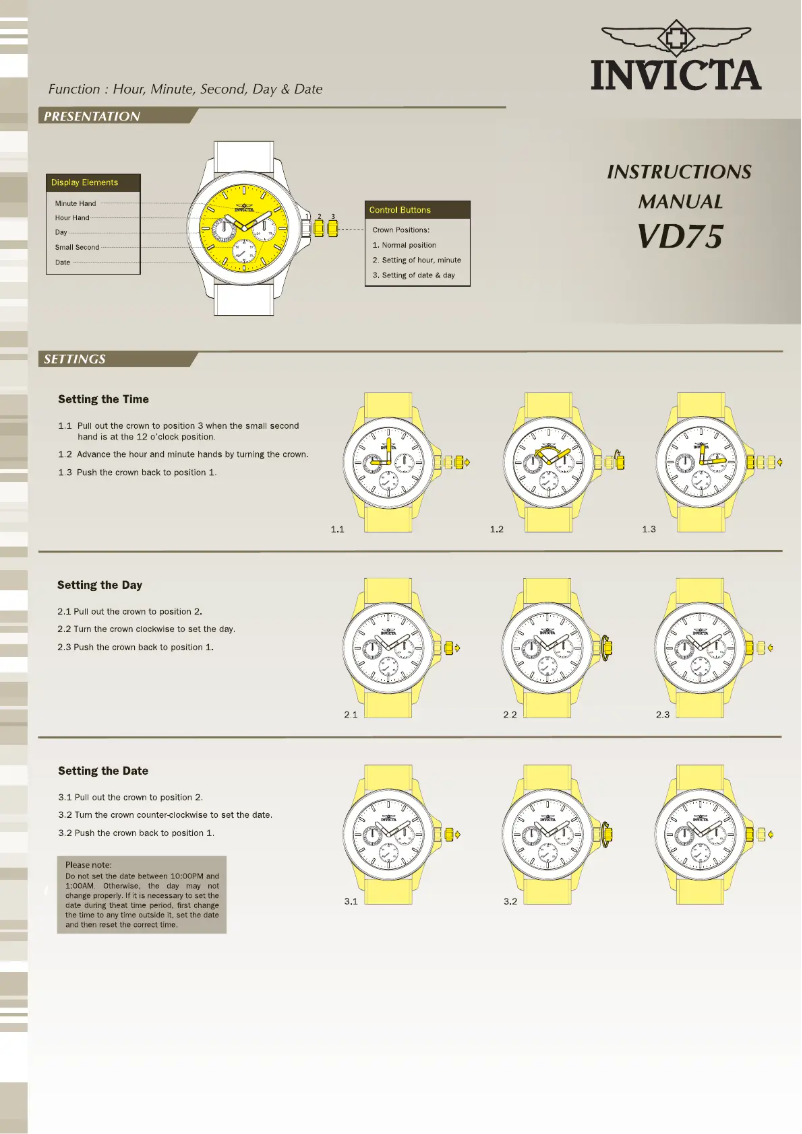 Page n°1 - Manuel utilisateur Invicta Angel 23748