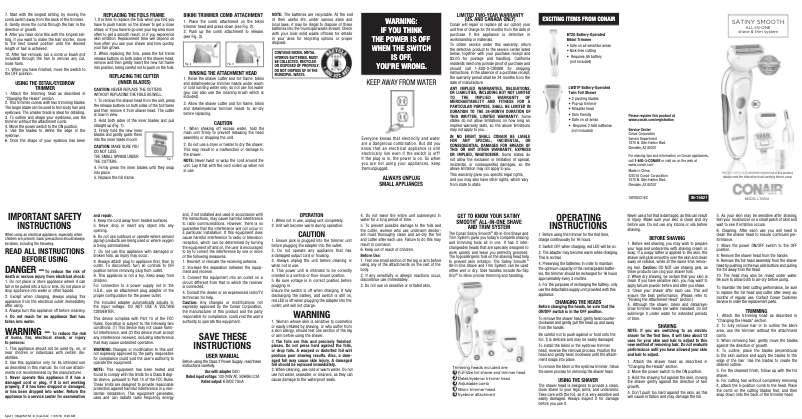 Page 1 de la notice Manuel utilisateur Conair LTGS41