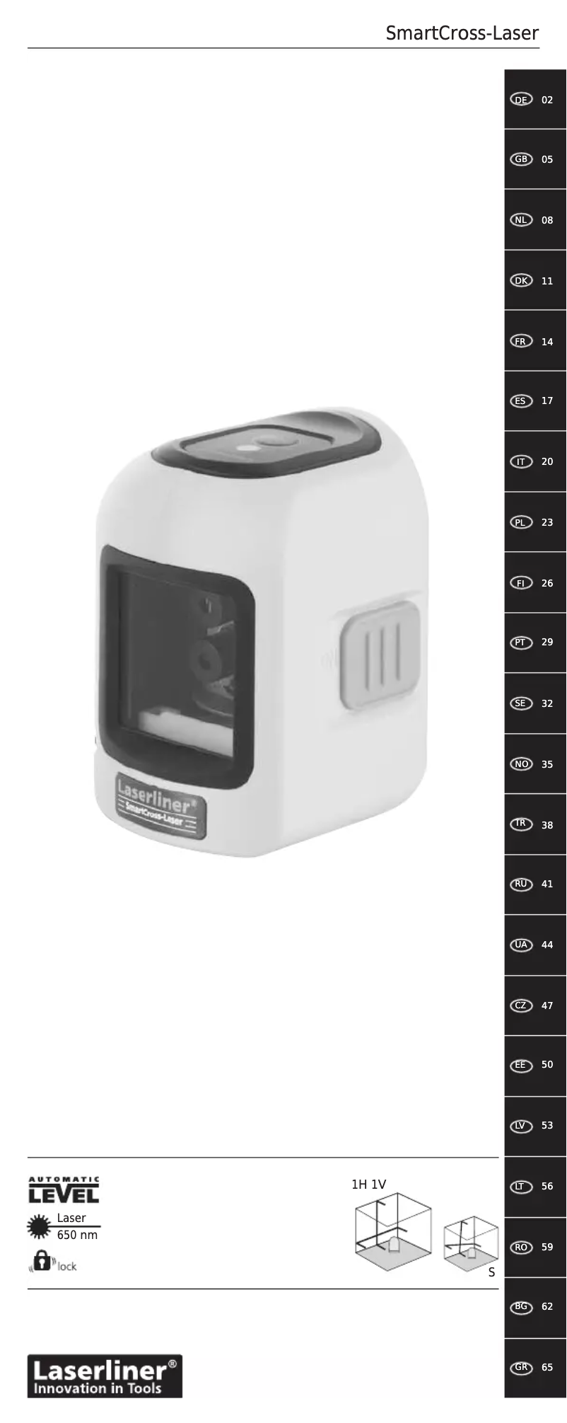 Page 1 de la notice Manuel utilisateur Laserliner SmartCross