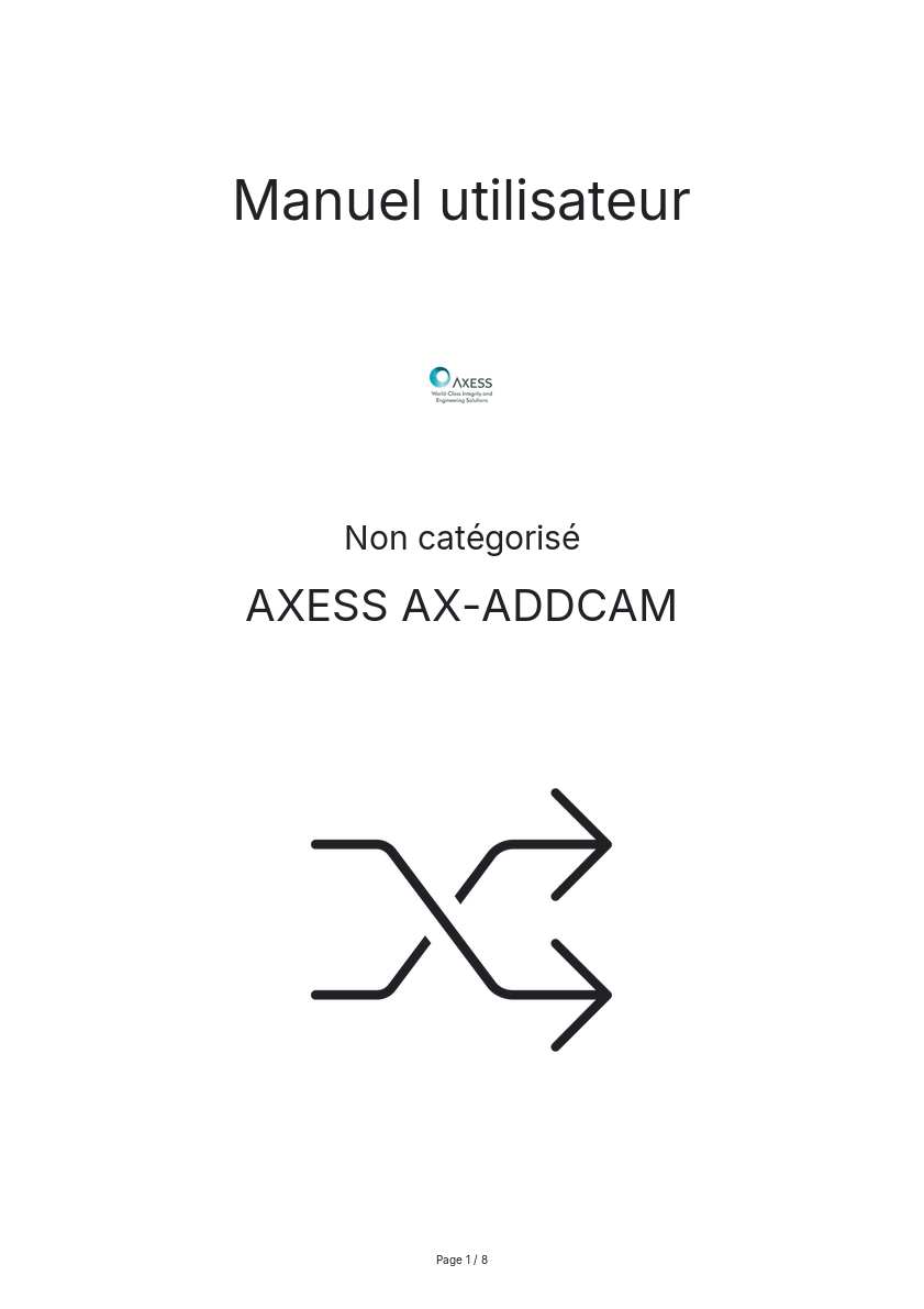 Image de la première page du manuel de l'appareil AX-ADDCAM