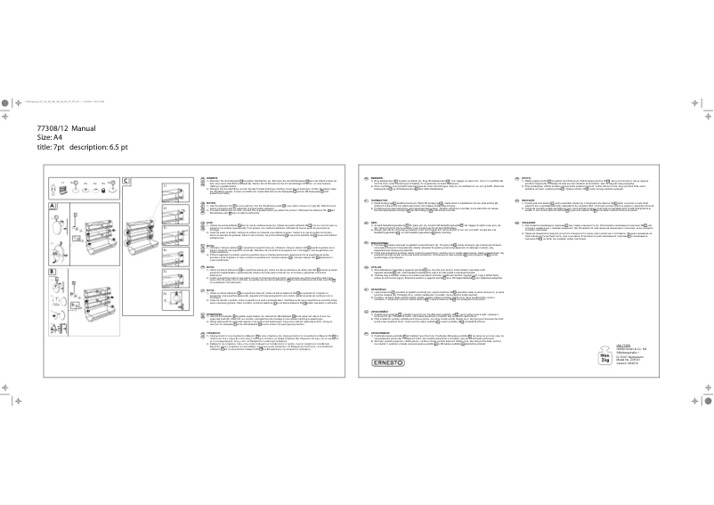 Page 1 de la notice Manuel utilisateur Ernesto IAN 77308