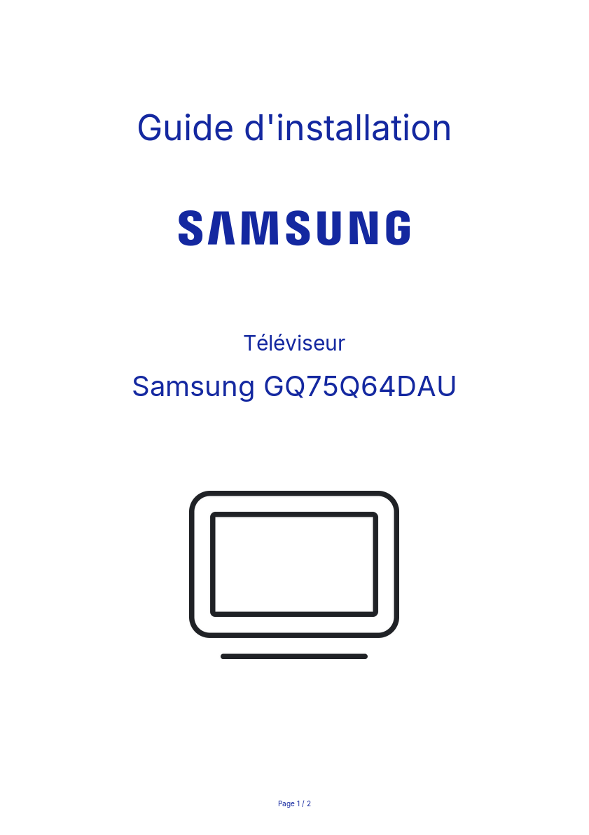 Page n°1 - Guide d'installation Samsung GQ75Q64DAU