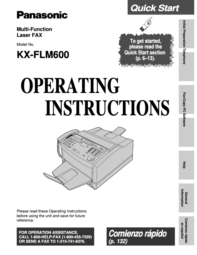 Page 1 de la notice Manuel utilisateur Panasonic KX-FLM600