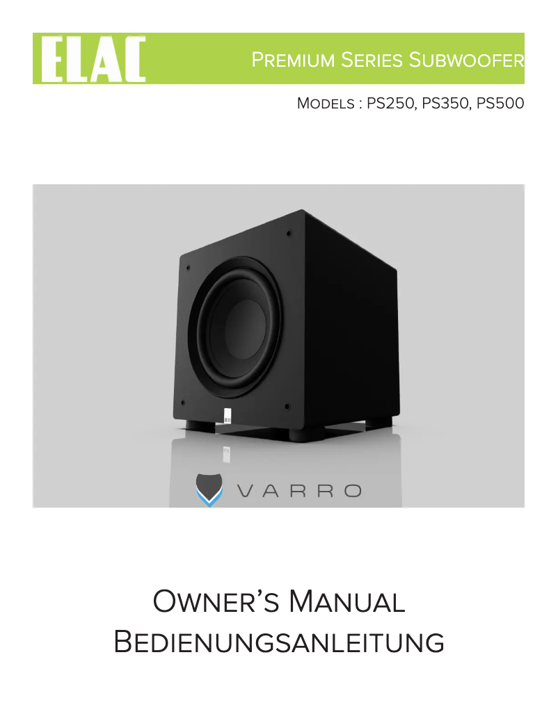 Image de la première page du manuel de l'appareil Varro PS500